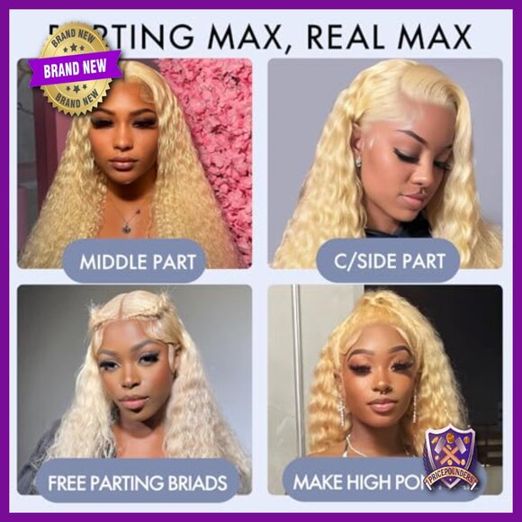 28 Inch Human Hair Lace Front Wig Deep Wave 180% Density Pre Plucked main image 3
